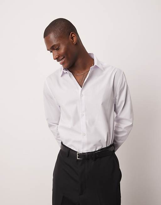 DESIGN Formal Easy Iron Poplin Regular Shirt In White