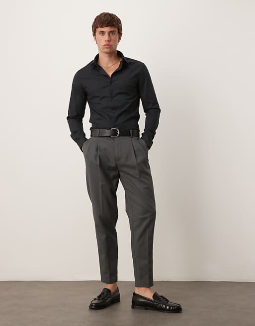 DESIGN Formal Easy Iron Skinny Poplin Regular Shirt In Black