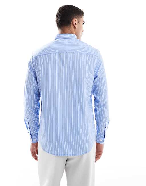 DESIGN Formal Easy Iron Stripe Regular Shirt In Light Blue