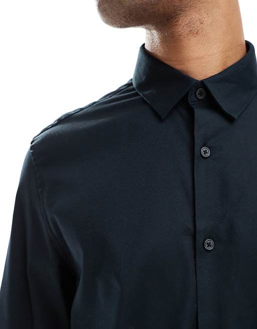 DESIGN Formal Easy Iron Twill Regular Shirt In Black