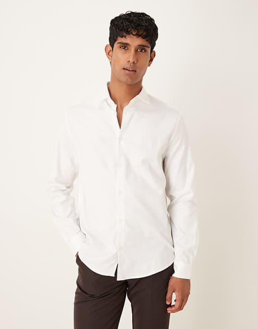 DESIGN Formal Easy Iron Twill Regular Shirt In White