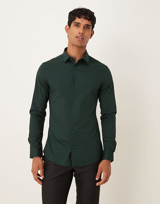 DESIGN Formal Skinny Shirt In Pine Green