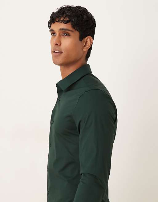 DESIGN Formal Skinny Shirt In Pine Green