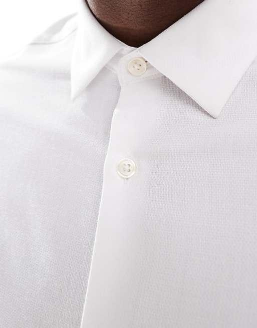 DESIGN Formal Textured Regular Shirt In White