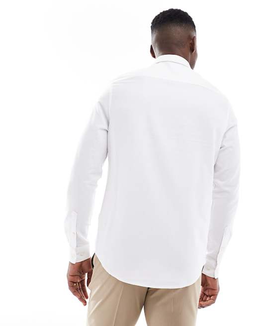 DESIGN Formal Textured Regular Shirt In White