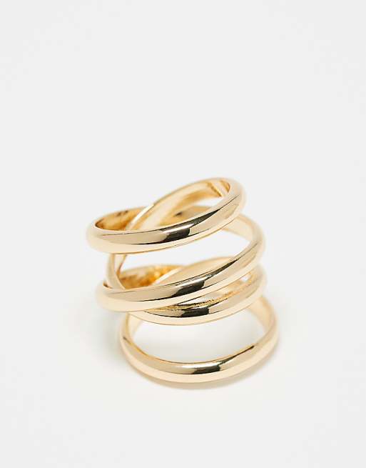 DESIGN gold ring with triple loop design