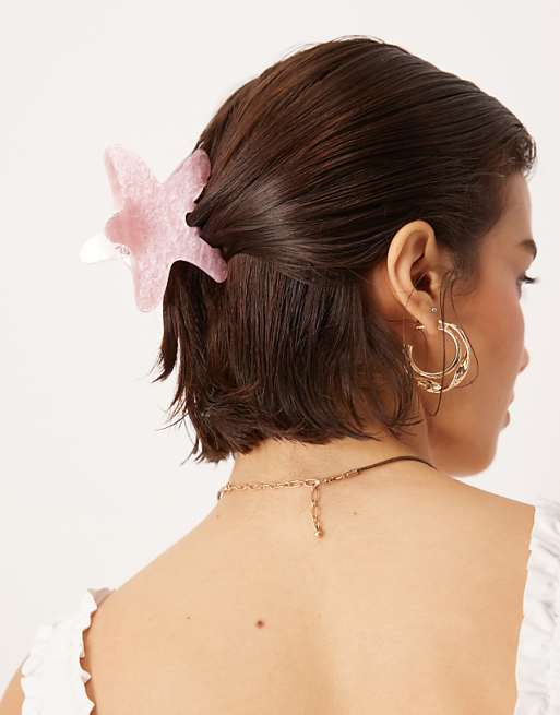 DESIGN hair claw in starfish design in pink