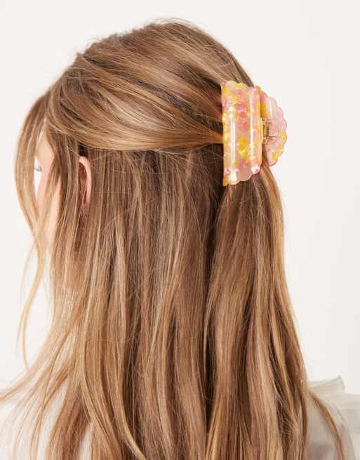 DESIGN Hair Claw With Marbled Effect In Pink