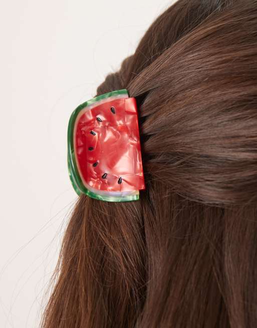 DESIGN Hair Claw With Watermelon Design In Red