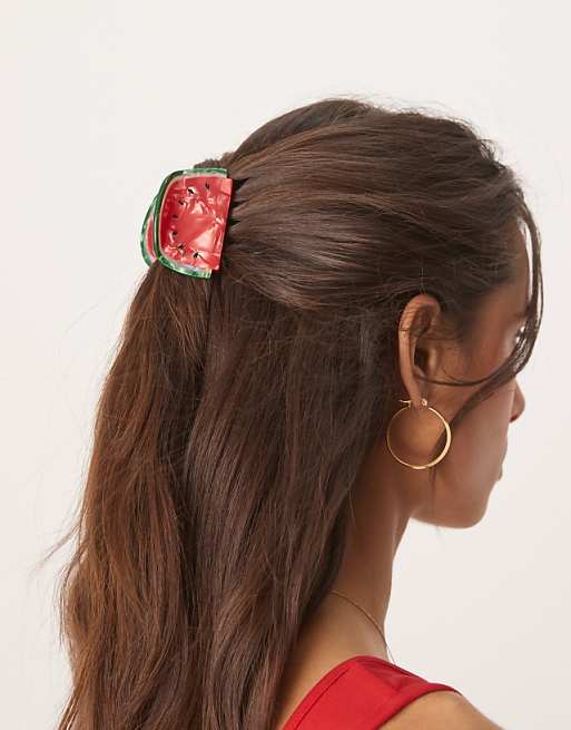 DESIGN hair claw with watermelon design in red