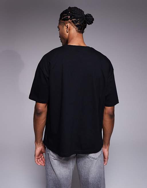 DESIGN Halloween Boxy Oversized T-shirt With Dancing Skeleton Graphic In Black