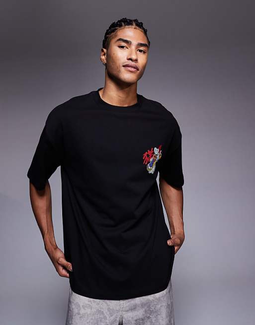 DESIGN Halloween Oversized T-shirt With Cat Graphic In Black