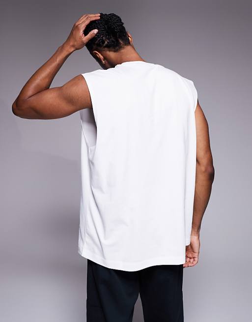 DESIGN Halloween Oversized Tank With Scary Face Graphic In White