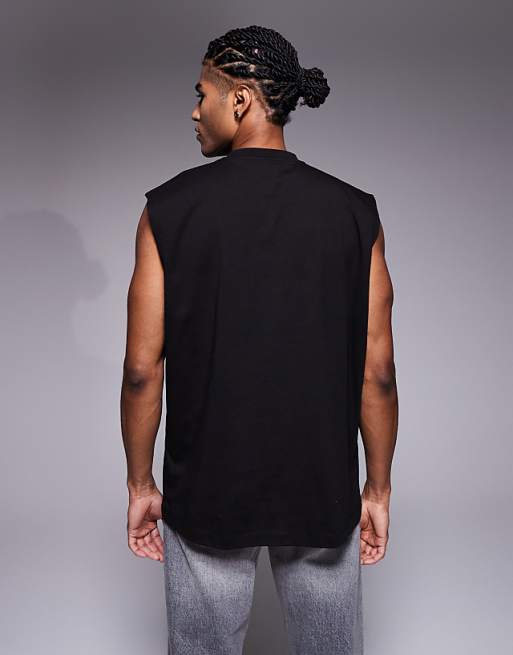 DESIGN Halloween Oversized Tank With Text Graphic In Black