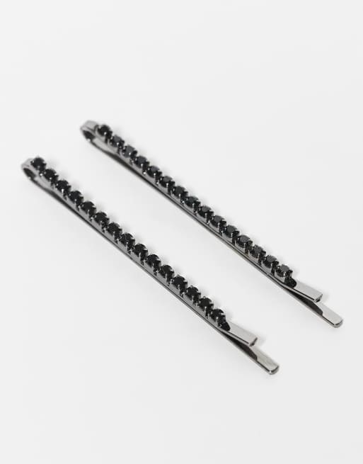 DESIGN Halloween Pack Of 4 Hair Slides With Crystal Spider Design In Silver Tone