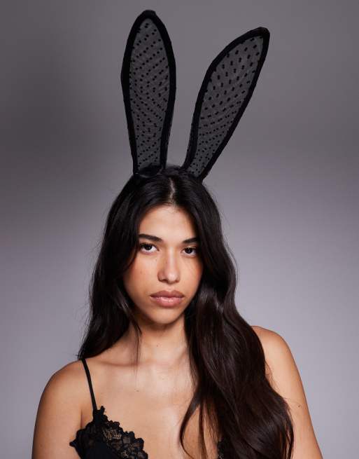DESIGN Halloween Polka Dot Sheer Bunny Ear Headband
