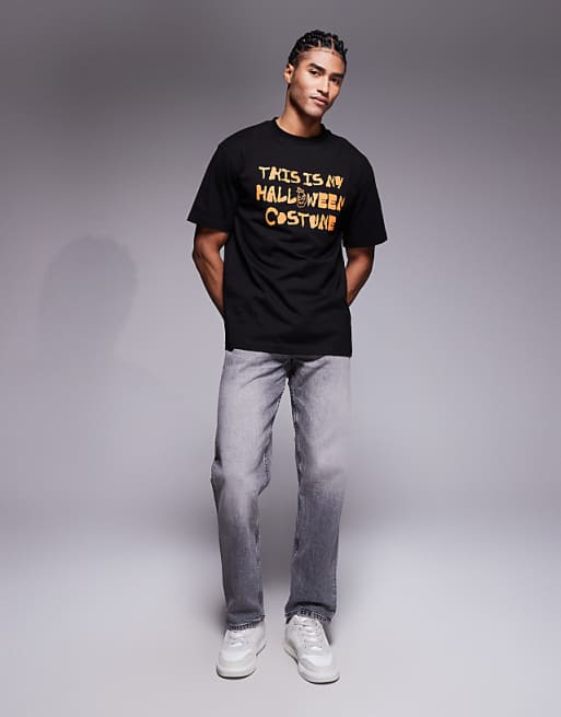 DESIGN Halloween Relaxed T-shirt With Slogan Text Graphic In Black
