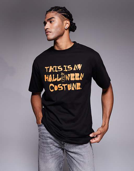 DESIGN Halloween relaxed t-shirt with slogan text graphic in black