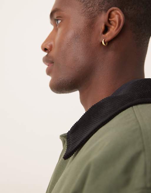 DESIGN Harrington Jacket With Cord Collar In Washed Khaki - KHAKI