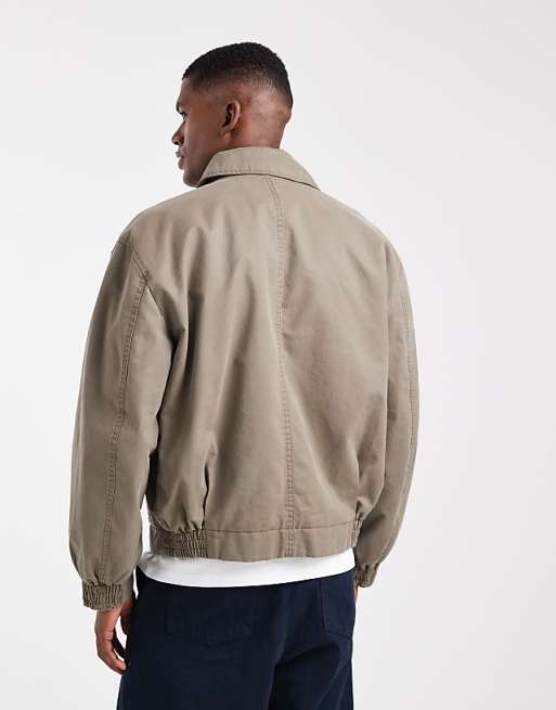 DESIGN Harrington Wax Jacket In Stone