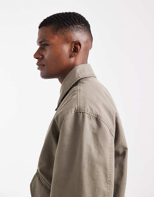 DESIGN Harrington Wax Jacket In Stone