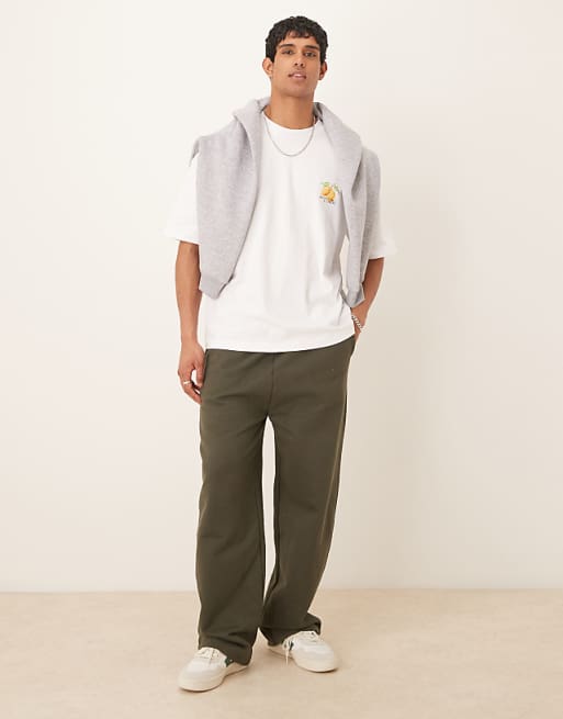 DESIGN Heavyweight 240g Oversized T-shirt With Lemon Print In White