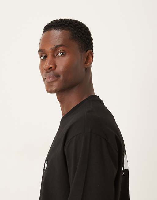 DESIGN Heavyweight 240gsm Long Sleeved Relaxed Fit T-shirt With Spine Print In Black