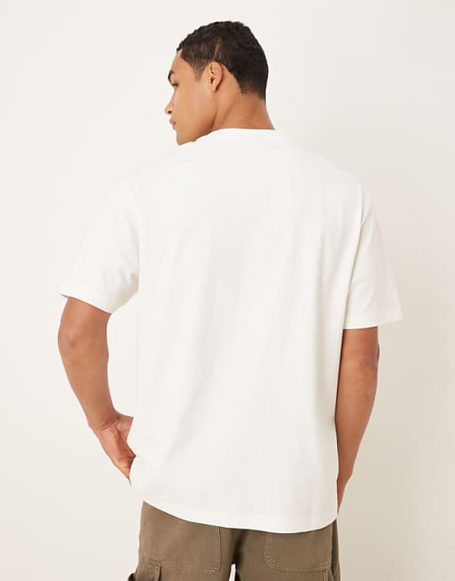 DESIGN Heavyweight 240gsm Relaxed Fit Printed T-shirt In Ecru