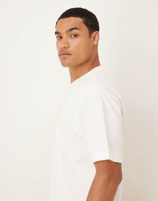 DESIGN Heavyweight 240gsm Relaxed Fit Printed T-shirt In Ecru