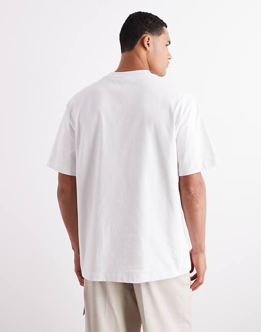 DESIGN Heavyweight 240gsm T-shirt With Chest Print In White