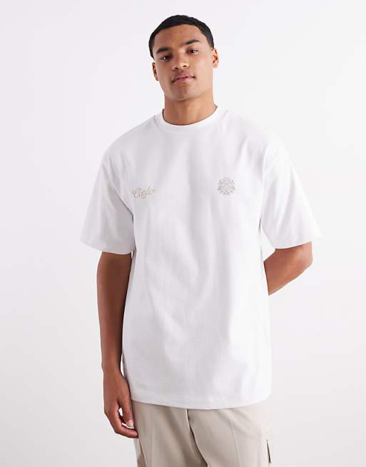 DESIGN heavyweight 240gsm t-shirt with chest print in white