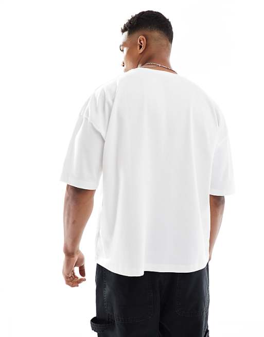 DESIGN Heavyweight Boxy Dropped Shoulder Oversized T-shirt With City Print In White