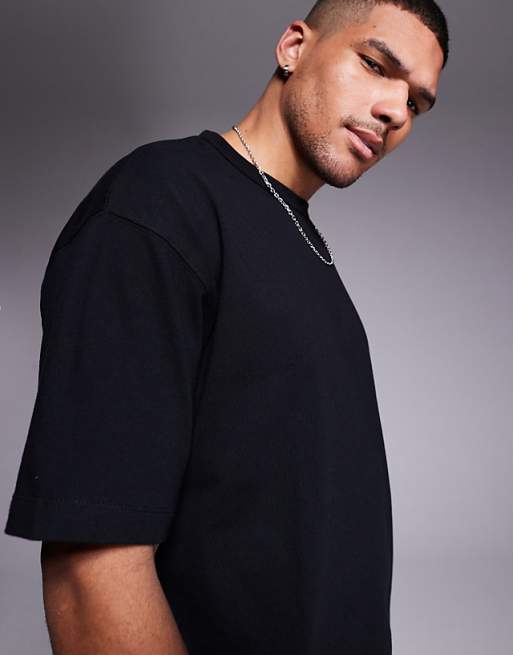 DESIGN Heavyweight Boxy Oversized T-shirt In Black