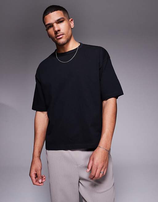 DESIGN heavyweight boxy oversized t-shirt in black