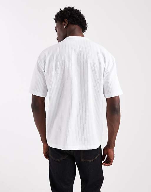 DESIGN Heavyweight Boxy Oversized T-shirt In Textured Stripe