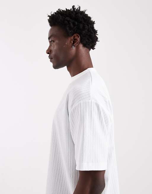 DESIGN Heavyweight Boxy Oversized T-shirt In Textured Stripe