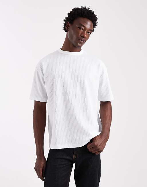 DESIGN heavyweight boxy oversized t-shirt in textured stripe