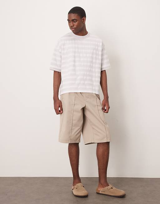 DESIGN Heavyweight Boxy Oversized T-shirt In Grey And White Stripe