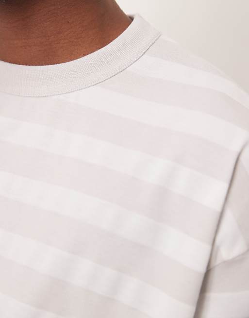 DESIGN Heavyweight Boxy Oversized T-shirt In Grey And White Stripe