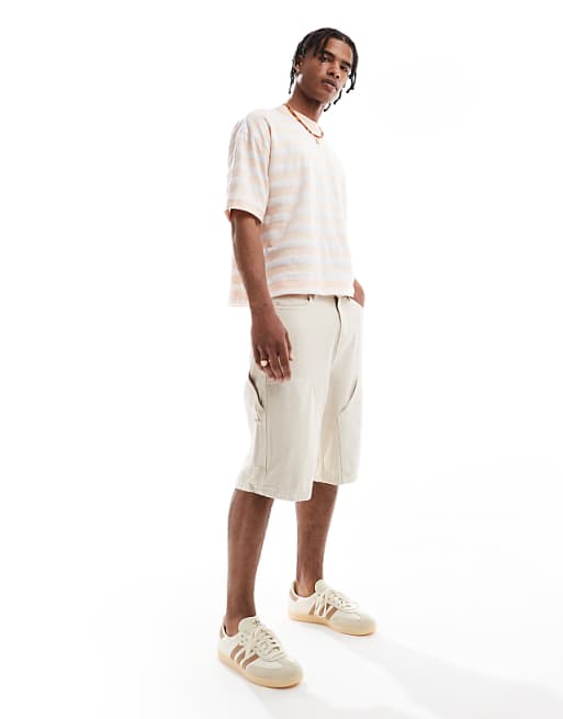 DESIGN Heavyweight Boxy Oversized T-shirt In Pink And White Stripe