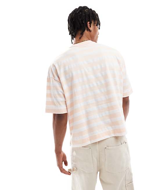 DESIGN Heavyweight Boxy Oversized T-shirt In Pink And White Stripe