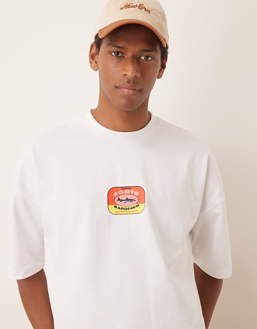 DESIGN Heavyweight Boxy Oversized T-shirt With Print In White