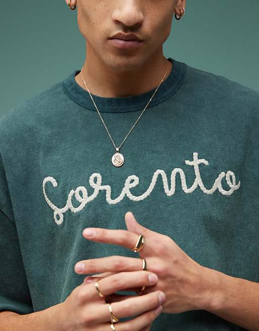 DESIGN Heavyweight Boxy Oversized T-shirt With Front Print In Washed Green