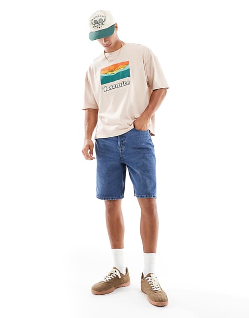 DESIGN Heavyweight Boxy Oversized T-shirt With Summer Graphic In Stone