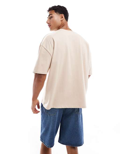 DESIGN Heavyweight Boxy Oversized T-shirt With Summer Graphic In Stone