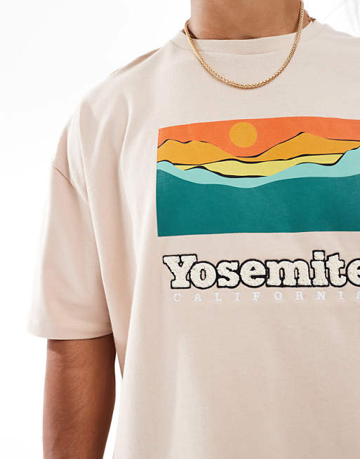 DESIGN Heavyweight Boxy Oversized T-shirt With Summer Graphic In Stone