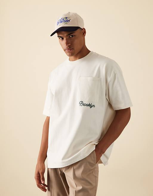 DESIGN Heavyweight Boxy Oversized T-shirt With City Print In Off White
