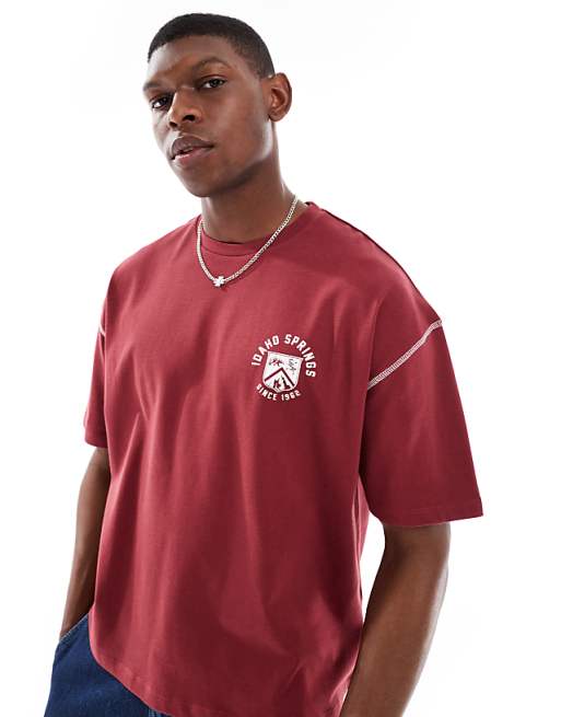 DESIGN Heavyweight Boxy Oversized T-shirt With Sport Graphic In Red