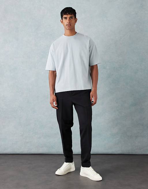 DESIGN Heavyweight Boxy Oversized T-shirt With Chest Logo Embroidery In Grey Texture