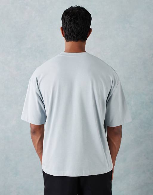DESIGN Heavyweight Boxy Oversized T-shirt With Chest Logo Embroidery In Grey Texture